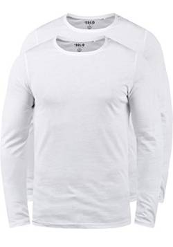 Solid Basal Herren Longsleeve Langarmshirt Shirt Basic Aus 100% Baumwolle Mit Rundhalsausschnitt Im 2er Pack, Größe:L, Farbe:White (0001) von Solid