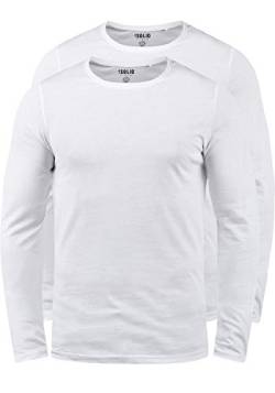 Solid Basal Herren Longsleeve Langarmshirt Shirt Basic Aus 100% Baumwolle Mit Rundhalsausschnitt Im 2er Pack, Größe:XXL, Farbe:White (0001) von Solid