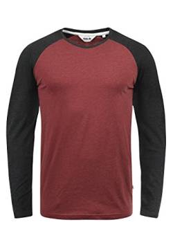 Solid Bastien Herren Longsleeve Langarmshirt Shirt Mit Rundhalskragen, Größe:L, Farbe:Wine Red Melange (8985) von Solid