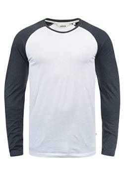 Solid Bastien Herren Longsleeve Langarmshirt Shirt Mit Rundhalskragen, Größe:XL, Farbe:White Blue Melange (B0001) von Solid