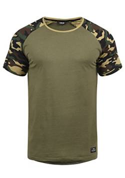 Solid Cahil Herren T-Shirt Kurzarm Shirt mit Rundhalsausschnitt und Camouflage-Muster, Größe:L, Farbe:Dusty Oliv (3784) von Solid