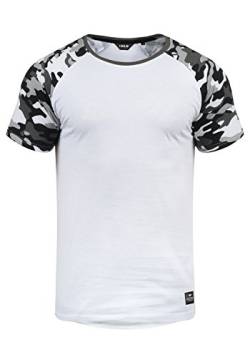 Solid Cahil Herren T-Shirt Kurzarm Shirt mit Rundhalsausschnitt und Camouflage-Muster, Größe:L, Farbe:White Grey (G0001) von Solid