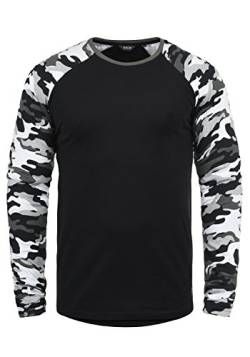 Solid Cajus Herren Longsleeve Langarmshirt Shirt mit Camouflage-Muster und Rundhalsausschnitt, Größe:S, Farbe:Black Grey (G9000) von Solid