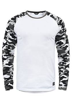 Solid Cajus Herren Longsleeve Langarmshirt Shirt mit Camouflage-Muster und Rundhalsausschnitt, Größe:XXL, Farbe:White Grey (G0001) von Solid