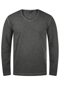 Solid Cornelio Herren Longsleeve Langarmshirt Shirt mit V-Ausschnitt, Größe:L, Farbe:Black (194007) von Solid