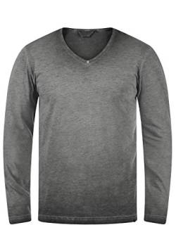 Solid Cornelio Herren Longsleeve Langarmshirt Shirt mit V-Ausschnitt, Größe:M, Farbe:Dark Grey (193906) von Solid