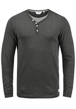 Solid Doriano Herren Longsleeve Langarmshirt Shirt Mit Grandad-Ausschnitt, Größe:L, Farbe:Dark Grey Melange (8288) von Solid