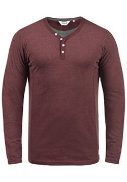 Solid Doriano Herren Longsleeve Langarmshirt Shirt Mit Grandad-Ausschnitt, Größe:L, Farbe:Wine Red Melange (8985) von Solid