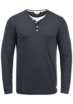 Solid Doriano Herren Longsleeve Langarmshirt Shirt Mit Grandad-Ausschnitt, Größe:M, Farbe:Insignia Blue Melange (8991) von Solid