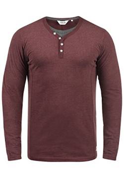 Solid Doriano Herren Longsleeve Langarmshirt Shirt Mit Grandad-Ausschnitt, Größe:M, Farbe:Wine Red Melange (8985) von Solid
