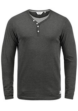 Solid Doriano Herren Longsleeve Langarmshirt Shirt Mit Grandad-Ausschnitt, Größe:S, Farbe:Dark Grey Melange (8288) von Solid