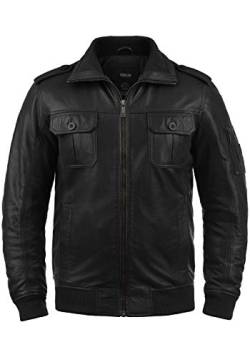 Solid Famash Herren Lederjacke Bikerjacke Echtleder mit Stehkragen, Größe:M, Farbe:Black (S9000) von Solid