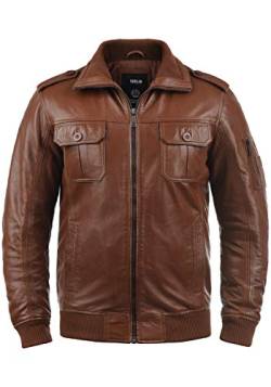 Solid Famash Herren Lederjacke Bikerjacke Echtleder mit Stehkragen, Größe:XL, Farbe:Golden Bro (5063) von Solid