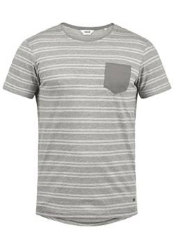 Solid Fidel Herren T-Shirt Kurzarm Shirt Mit Streifen Und Rundhalsausschnitt 100% Baumwolle, Größe:XL, Farbe:Mid Grey (2842) von Solid