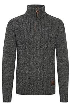 Solid Pankraz Herren Winter Pullover Strickpullover Troyer Grobstrick mit Zopfstrickmuster und Reißverschluss, Größe:L, Farbe:Dark Grey (2890) von Solid