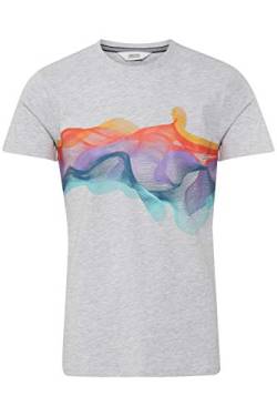 Solid Pedro Herren T-Shirt Kurzarm Shirt mit Print und Rundhalsausschnitt Regular Fit, Größe:XL, Farbe:Light Grey Melange (1541011) von Solid