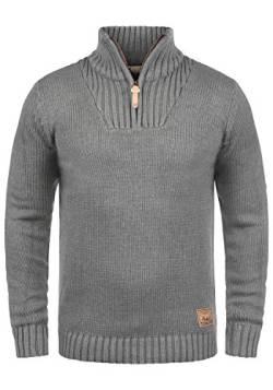 Solid Petro Herren Winter Pullover Strickpullover Troyer Grobstrick mit Stehkragen und Reißverschluss, Größe:L, Farbe:Grey Melange (8236) von Solid