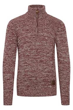 !Solid Philostrate Herren Strickpullover Troyer Grobstrick Pullover Aus 100% Baumwolle Mit Reißverschluss, Größe:L, Farbe:Wine Red Melange (8985) von !Solid