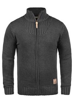 Solid Poul Herren Strickjacke Cardigan Grobstrick Winter Pullover mit Stehkragen, Größe:M, Farbe:Dark Grey Melange (8288) von Solid