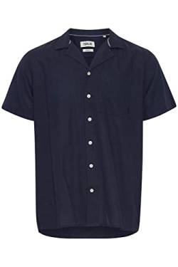 !Solid SDAllan Cuba Herren Kurzarmhemd aus Leinenmix Herrenhemd Hemd Bowlinghemd Cuba-Kragen Umlegekragen Oversize Fit Hochwertige Viskose-Qualität, Größe:M, Farbe:Insignia Blue (194010) von !Solid