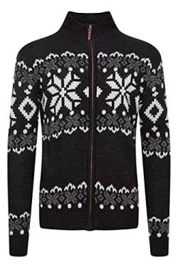 !Solid SDNoran Herren Strickjacke Cardigan Grobstrick mit Stehkragen und Reißverschluss Norweger Muster, Größe:M, Farbe:Black (799000) von !Solid