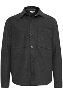!Solid SDTam Herren Freizeithemd Hemd Shacket Fleecehemd Hochwertige und robuste Polyester Qualität wärmend Hemdkragen, Größe:L, Farbe:Medium Grey Melange (1802011) von !Solid