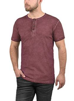 Solid Tihn Herren T-Shirt Kurzarm Shirt Mit Grandad-Ausschnitt Aus 100% Baumwolle, Größe:L, Farbe:Wine Red (0985) von Solid