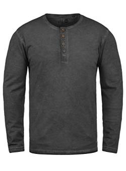 Solid Timur Herren Longsleeve Langarmshirt Shirt Mit Grandad-Ausschnitt Und Brusttasche Aus 100% Baumwolle, Größe:M, Farbe:Black (9000) von Solid