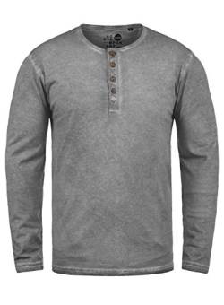 Solid Timur Herren Longsleeve Langarmshirt Shirt Mit Grandad-Ausschnitt Und Brusttasche Aus 100% Baumwolle, Größe:S, Farbe:Mid Grey (2842) von Solid