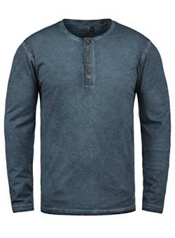 Solid Timur Herren Longsleeve Langarmshirt mit Grandad- Ausschnitt aus 100% Baumwolle Slim Fit Meliert, Größe:M, Farbe:Insignia Blue (1991) von Solid