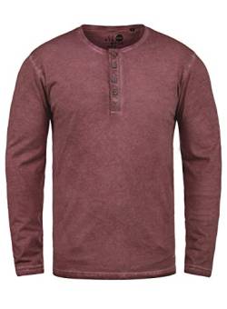 Solid Timur Herren Longsleeve Langarmshirt mit Grandad- Ausschnitt aus 100% Baumwolle Slim Fit Meliert, Größe:M, Farbe:Wine Red (0985) von Solid