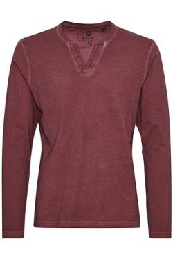 Solid Tinox Herren Longsleeve Langarmshirt Shirt Mit Mit V-Ausschnitt Aus 100% Baumwolle, Größe:L, Farbe:Wine Red (0985) von Solid