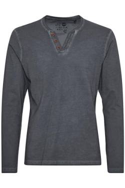 Solid Tinox Herren Longsleeve Langarmshirt Shirt Mit Mit V-Ausschnitt Aus 100% Baumwolle, Größe:M, Farbe:Dark Grey (2890) von Solid