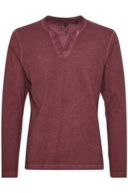 Solid Tinox Herren Longsleeve Langarmshirt Shirt Mit Mit V-Ausschnitt Aus 100% Baumwolle, Größe:S, Farbe:Wine Red (0985) von Solid