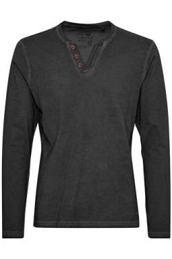 Solid Tinox Herren Longsleeve Langarmshirt Shirt Mit Mit V-Ausschnitt Aus 100% Baumwolle, Größe:XXL, Farbe:Black (9000) von Solid