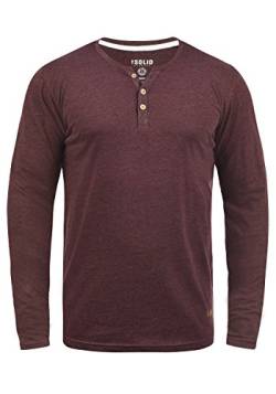 Solid Volko Herren Longsleeve Langarmshirt Shirt Mit Grandad-Ausschnitt, Größe:L, Farbe:Wine Red Melange (8985) von Solid