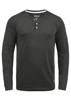 Solid Volko Herren Longsleeve Langarmshirt Shirt Mit Grandad-Ausschnitt, Größe:XXL, Farbe:Dark Grey Melange (8288) von Solid