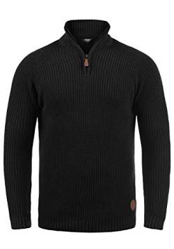 Solid Xenox Herren Winter Pullover Strickpullover Troyer Grobstrick mit Stehkragen, Größe:XXL, Farbe:Black (9000) von Solid