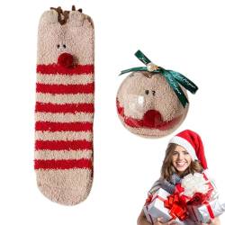 Flauschige Weihnachtssocken für Damen - Flauschige Socken mit Weihnachtsthema - Wintersocken, Thermosocken zum Schlafen im Innenbereich, für Damen und Mädchen, Weihnachtsgeschenke Sollee von Sollee