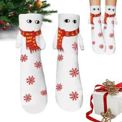 Sollee Weihnachtssocken in der Hand | Mid-Tube-Socken mit großen Augen und magnetischen Händen - Atmungsaktive Freundschafts-Hand-in-Hand-Socken, lustige und bequeme Weihnachtssocken für Damen und von Sollee