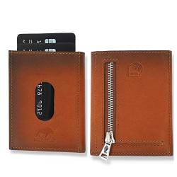 NEU: SOLO PELLE® Slim Wallet mit Münzfach [12 Karten] Slimwallet Riga [RFID-Schutz] Kartenetui mit Münzfach [Leder] Smart Wallet für Männer und Damen (Cognac Braun) von Solo Pelle