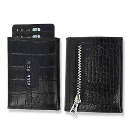 NEU: SOLO PELLE® Slim Wallet mit Münzfach [12 Karten] Slimwallet Riga [RFID-Schutz] Kartenetui mit Münzfach [Leder] Smart Wallet für Männer und Damen (Kroko Schwarz) von Solo Pelle