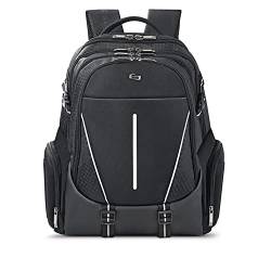 Solo Rival 17,3 Zoll Laptop Rucksack mit Hardshell-Seitentaschen, Schwarz, One Size, Laptop, Schwarz mit grauen Akzenten, Einheitsgröße, Laptop von Solo