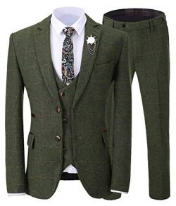 Herren 3 Stücke Formeller Center Vent Herren Anzug Slim Fit Klassisches Design Hunt Green Smoking Für Hochzeit Groomsmen (Blazer + Weste + Hose)(Hunt Green,Customized Size) von Solove-Suit