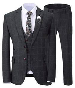 Solove-Suit Herren 3 Stücke Formeller Center Vent Herren Anzug Slim Fit Klassisches Design Marine Smoking Für Hochzeit Groomsmen (Blazer + Weste + Hose)(Marine,50) von Solove-Suit