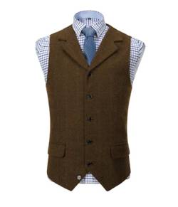 Solove-Suit Herren Casual Plaid AnzugWeste Tweed Slim Fit Weste for Hochzeits-Trauzeugen(Brown,M) von Solove-Suit