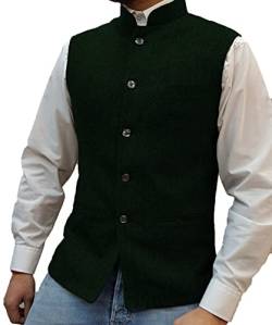 Herren Jahrgang Anzug Weste Hoher Kragen Wolle Tweed Weste für Hochzeits(Armeegrün,L) von Solovedress