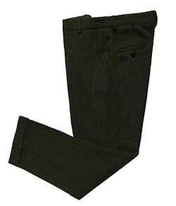 Solovedress Herren Vintage Tweed Kleid Hosen Herringbone Regular Fit Business Anzug Hosen(Army Green,32W32L) von Solovedress