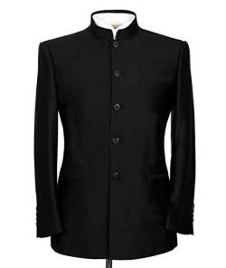 Solovedress Herrenanzug 2 Stück Slim Fit chinesische Tunika Anzug Bankett Groomsmen Smoking (Blazer+Hose)(schwarz,42) von Solovedress