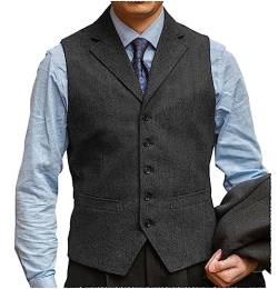 Solovedress Wolle Anzugweste Formale Regular Fit Weste Anzug Weste für Hochzeit Groomsmen(Black,M) von Solovedress